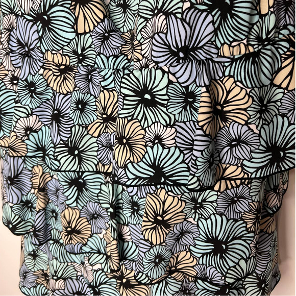 Fit 4u Two-Piece Swimsuit in Blue Purple Yellow Floral Print Size 14W - Picture 2 of 6